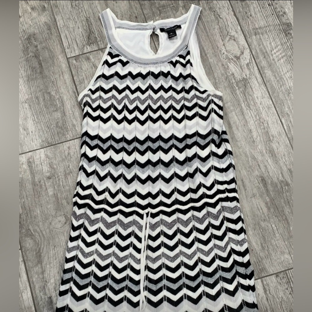 White House Black Market Black and White Chevron Dress